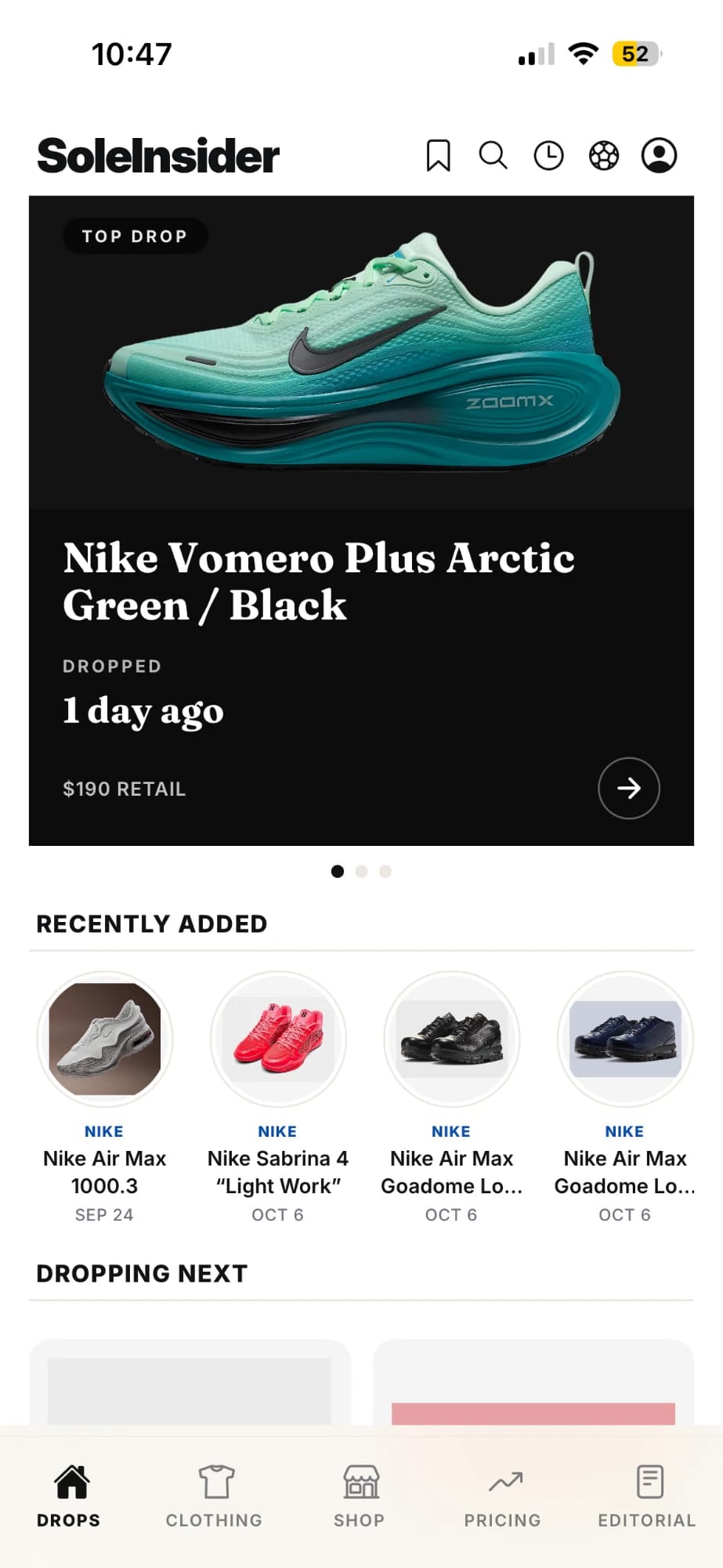 SoleInsider mobile app screenshot