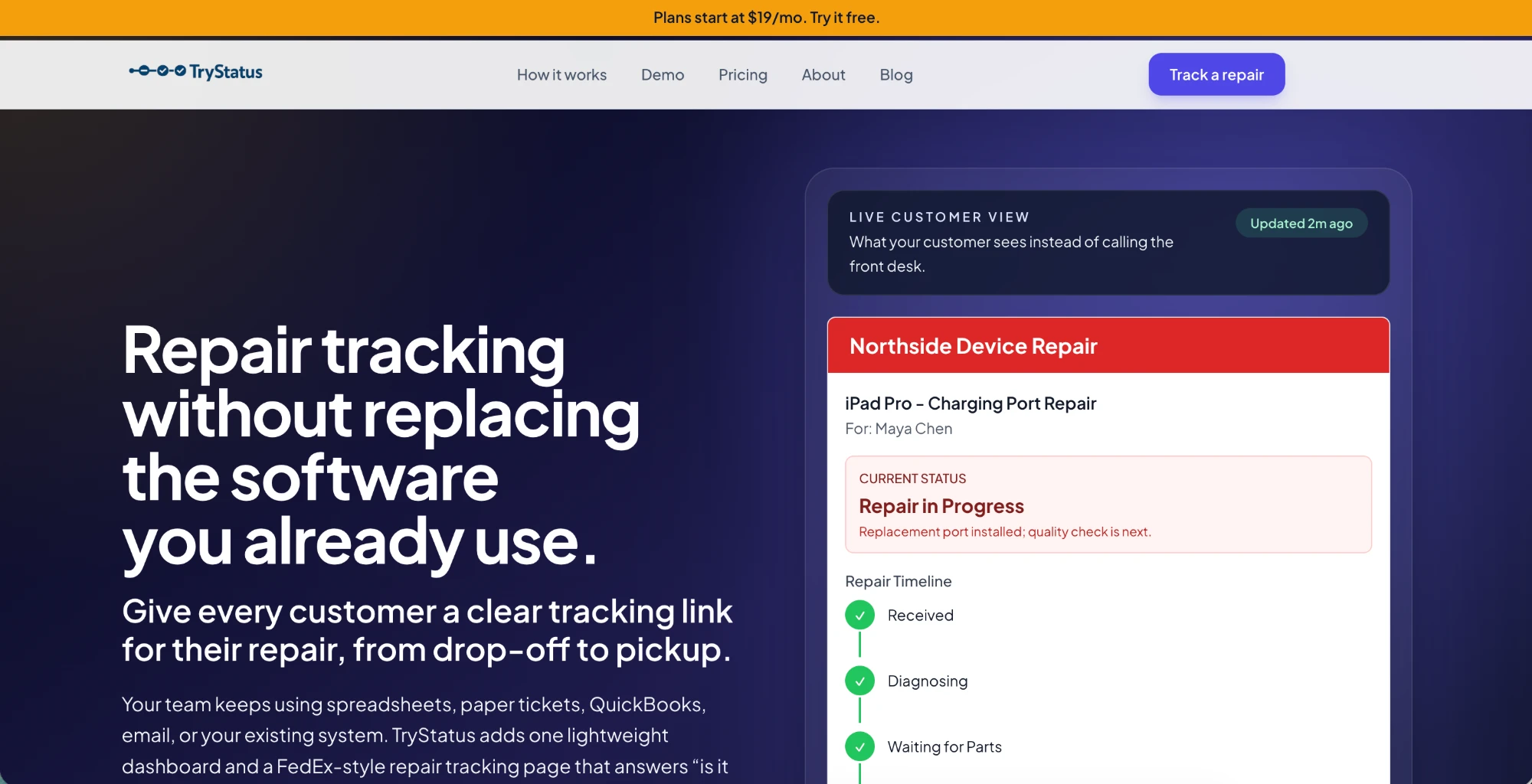 TryStatus website screenshot